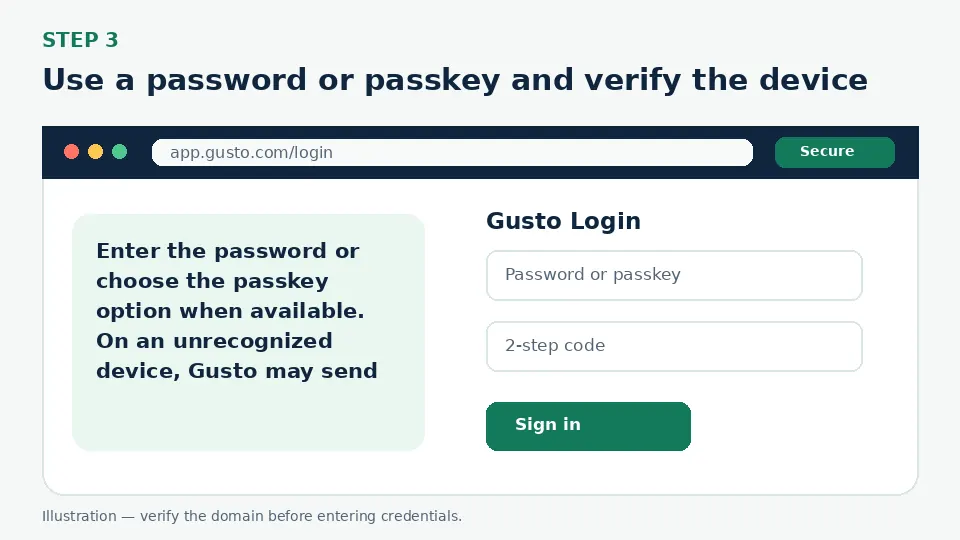 Illustration for Use a password or passkey and verify the device