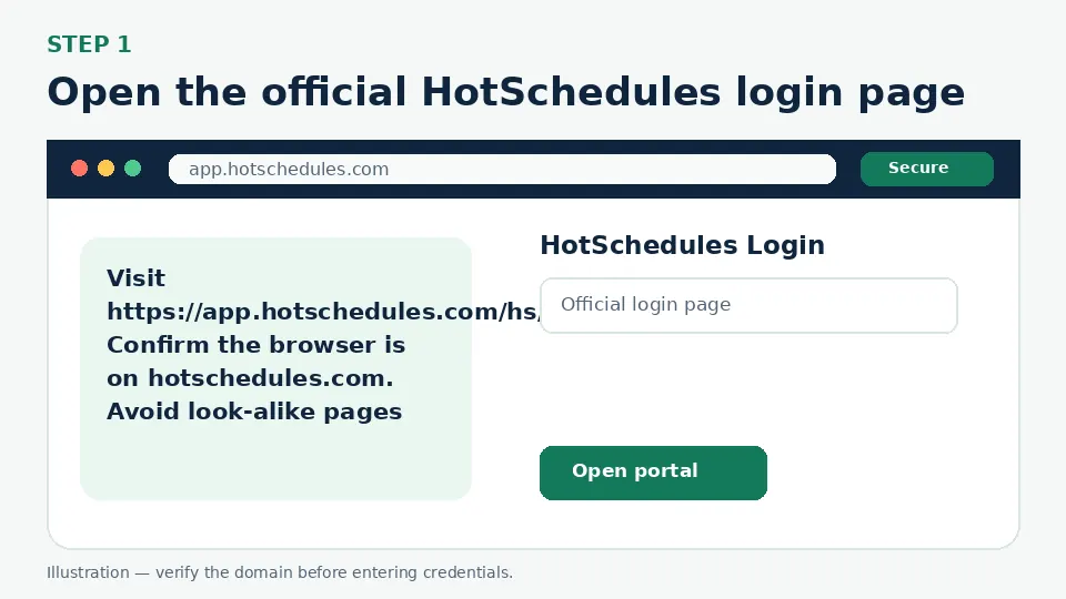 Illustration for Open the official HotSchedules login page