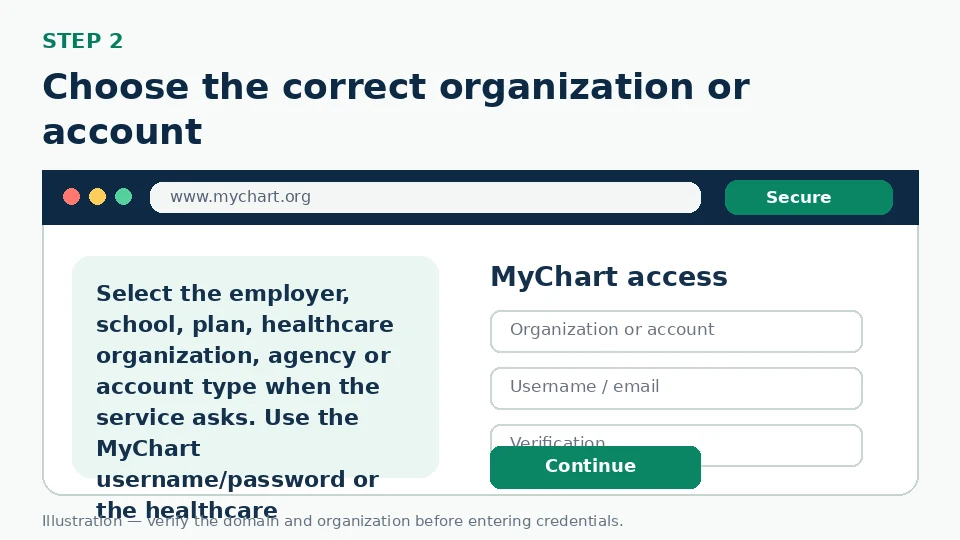 Illustration for Choose the correct organization or account