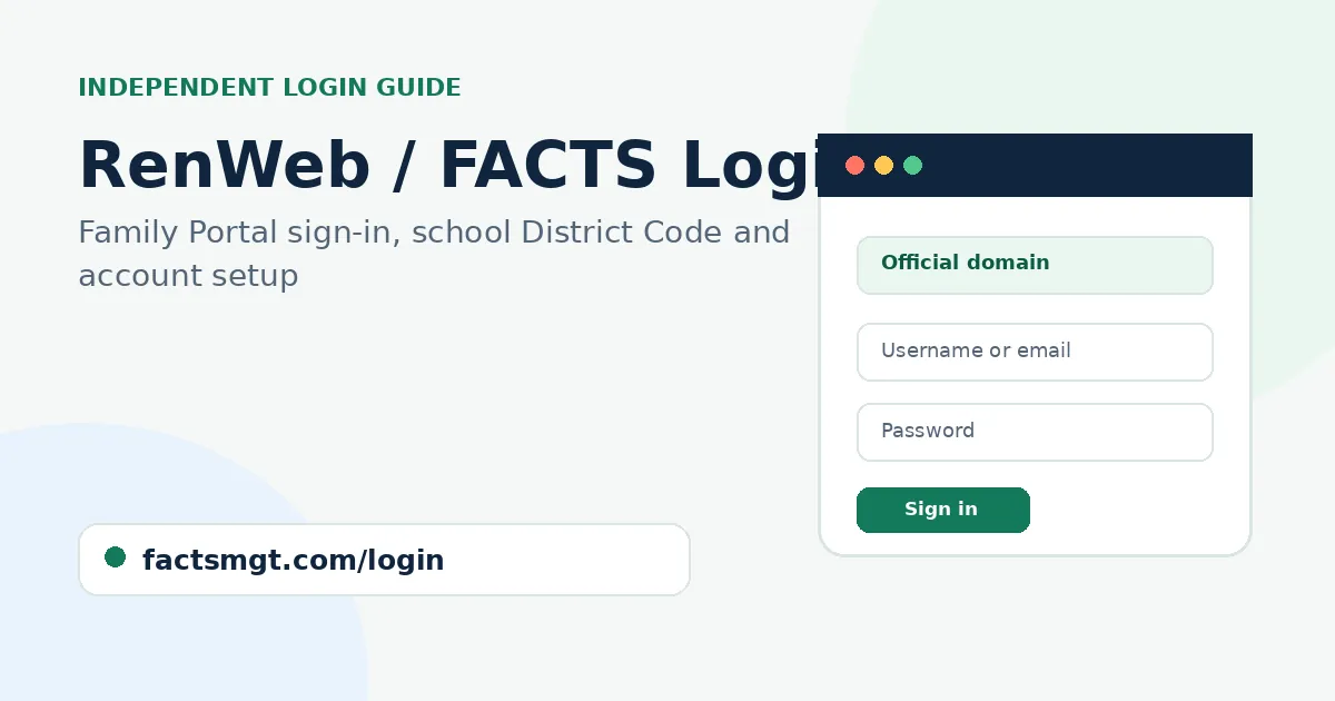 RenWeb Login: FACTS Family Portal, District Code and Parent Access