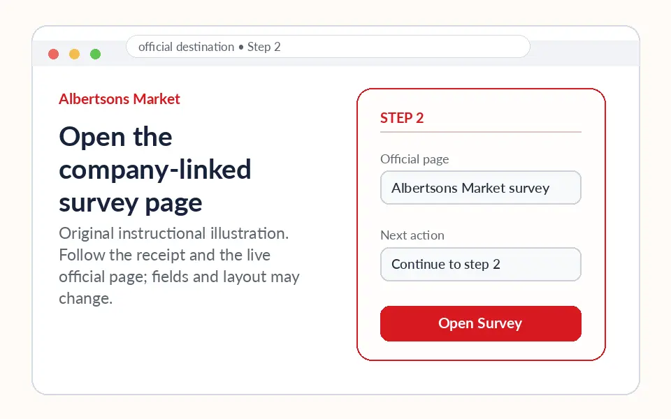 Open the company-linked survey page instructional survey step illustration