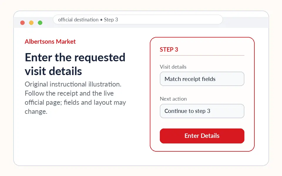 Enter the requested visit details instructional survey step illustration