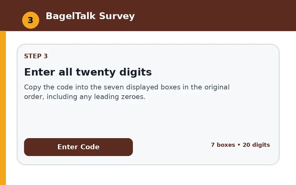 Enter all twenty digits instructional survey step illustration