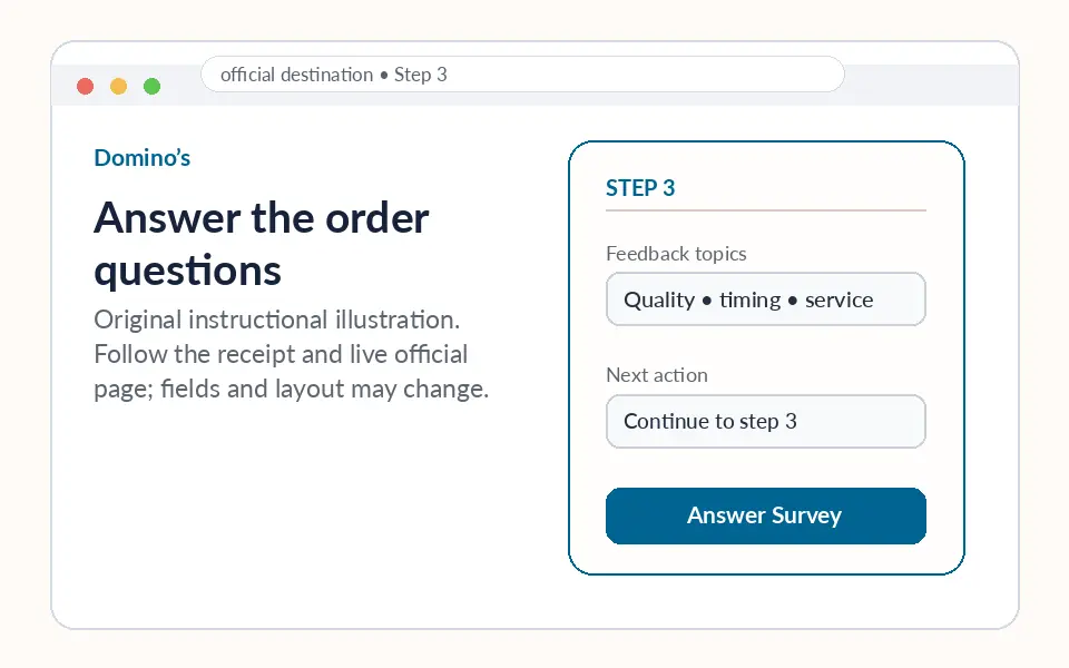 Answer the order questions instructional survey step illustration