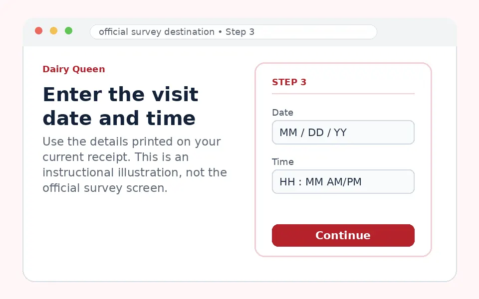 Enter the visit date and time instructional survey step illustration