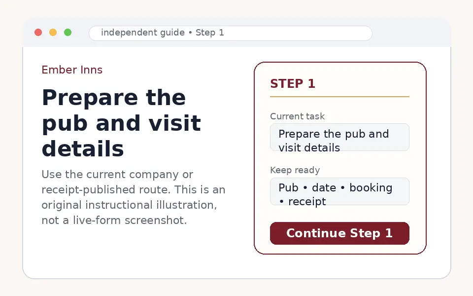 Prepare Ember Inns pub visit receipt and booking details instructional step illustration