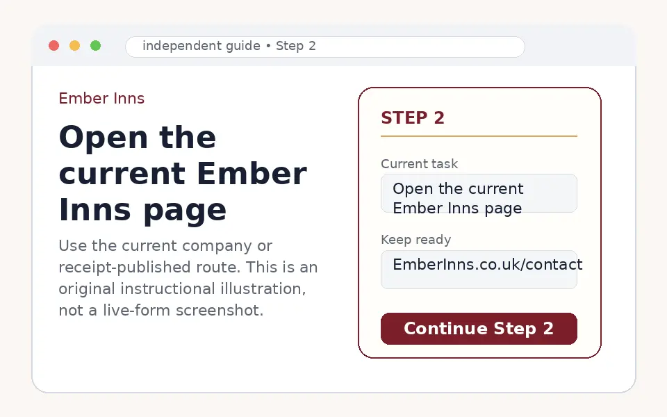 Open the current Ember Inns Contact and Review page instructional step illustration