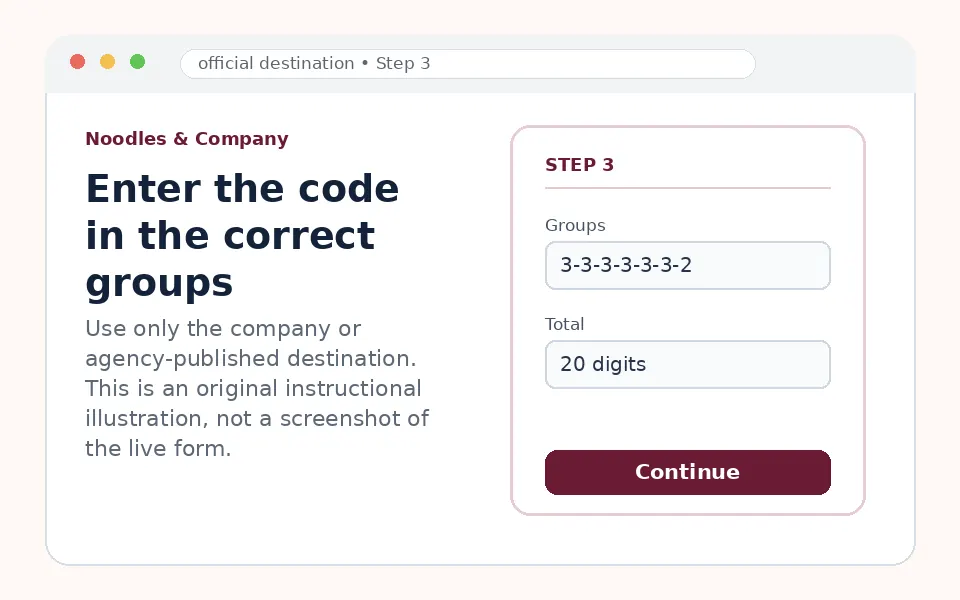 Enter the code in the correct groups instructional survey step illustration