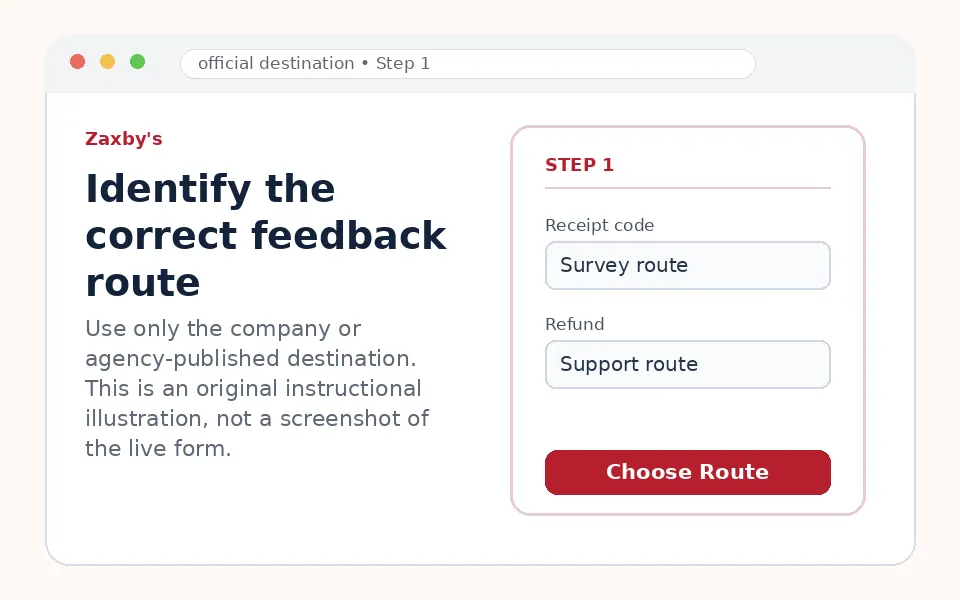 Identify the correct feedback route instructional survey step illustration