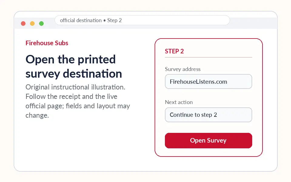 Open the printed survey destination instructional survey step illustration