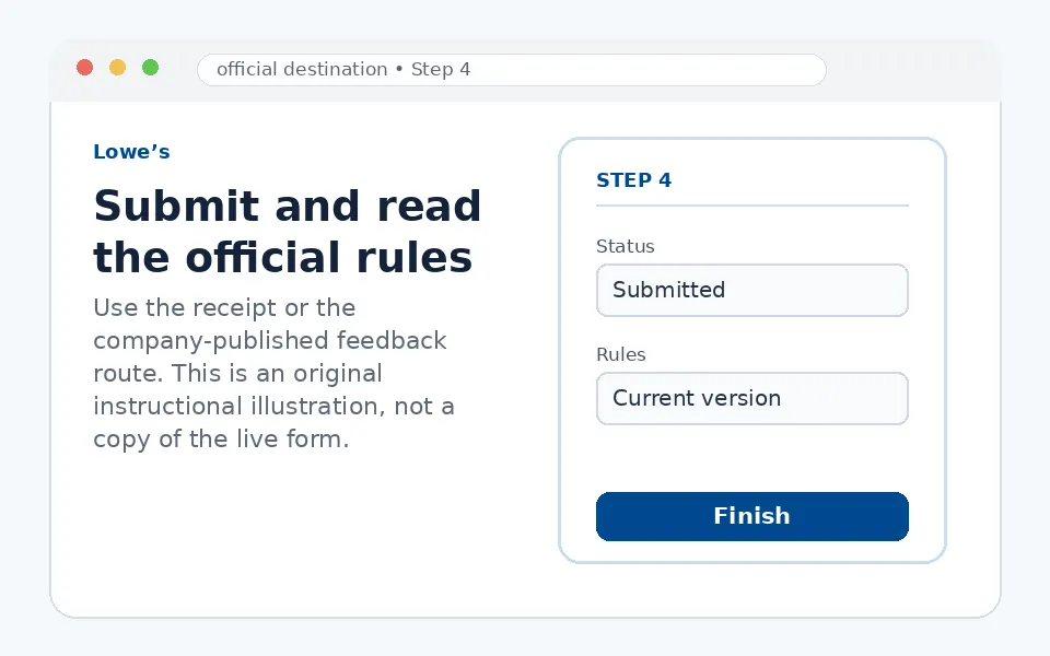 Submit and read the official rules instructional survey step illustration