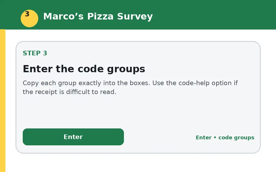 Enter the code groups instructional survey step illustration