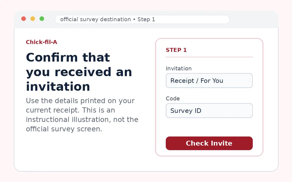 Confirm that you received an invitation instructional survey step illustration