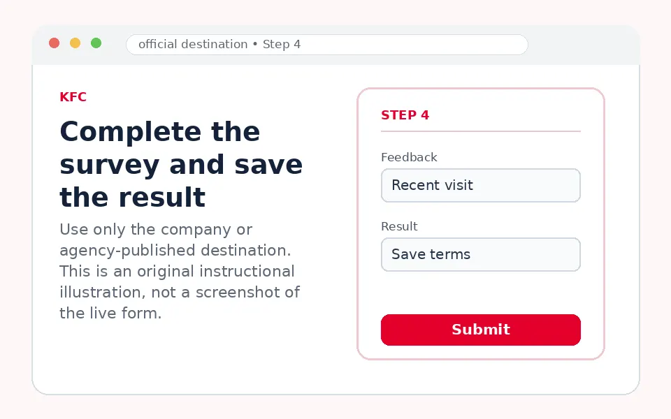Complete the survey and save the result instructional survey step illustration