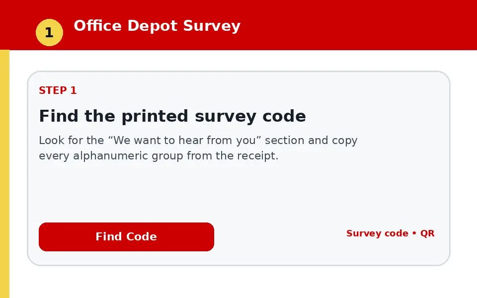 Find the printed survey code instructional survey step illustration