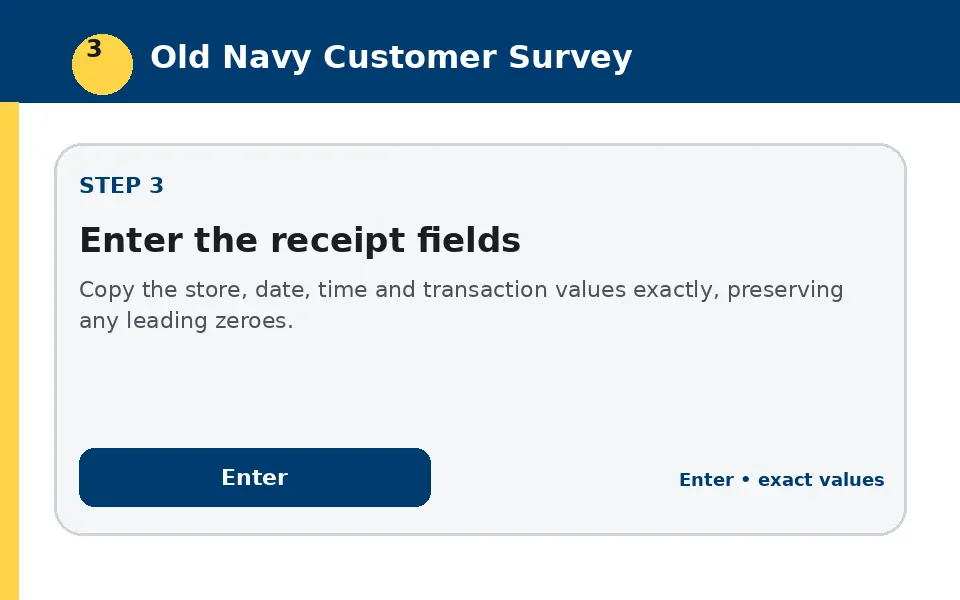 Enter the receipt fields instructional survey step illustration