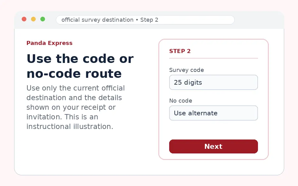 Use the code or no-code route instructional survey step illustration