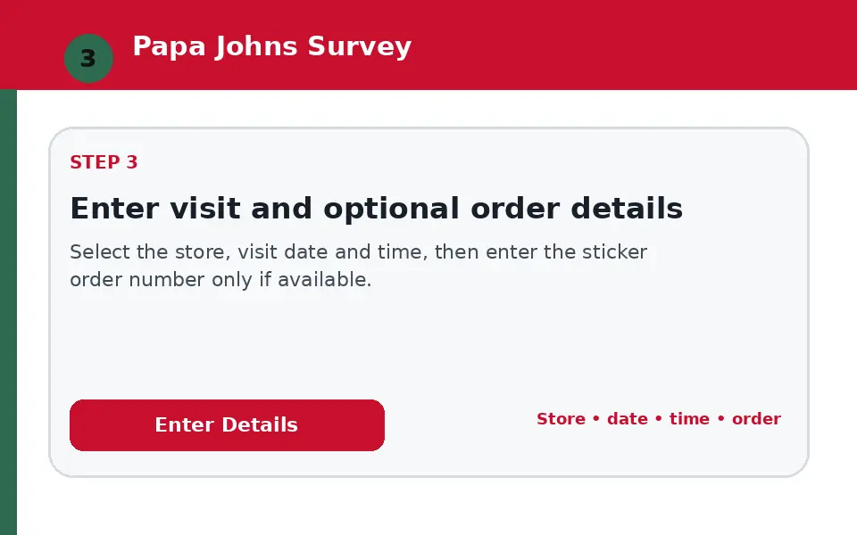 Enter visit and optional order details instructional survey step illustration