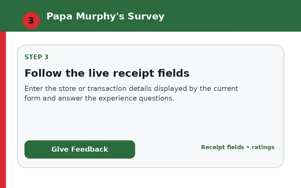 Follow the live receipt fields instructional survey step illustration