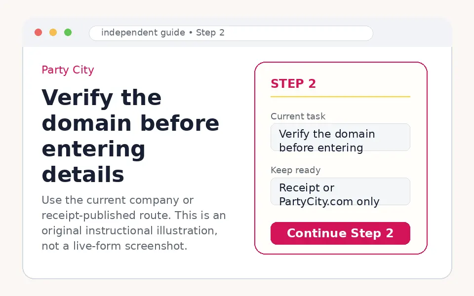 Verify the Party City feedback destination instructional step illustration