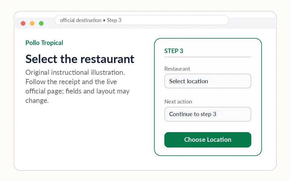 Select the restaurant instructional survey step illustration