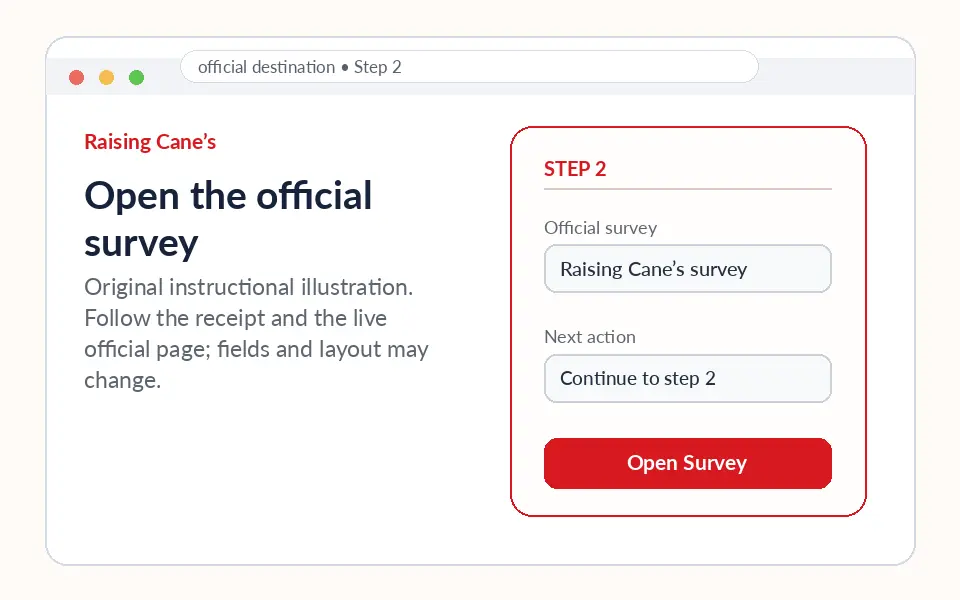 Open the official survey instructional survey step illustration