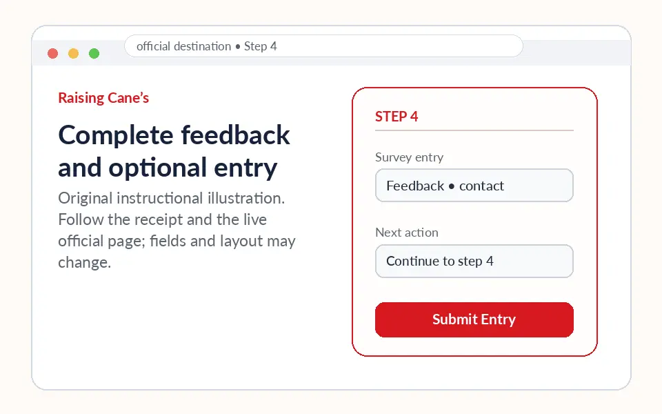 Complete feedback and optional entry instructional survey step illustration