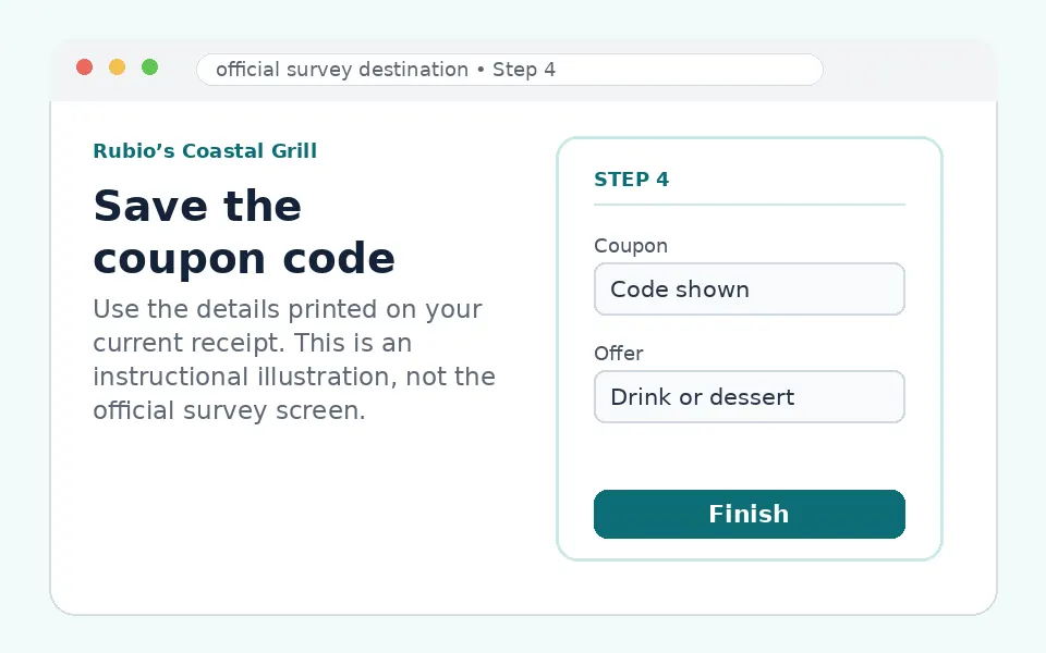 Save the coupon code instructional survey step illustration