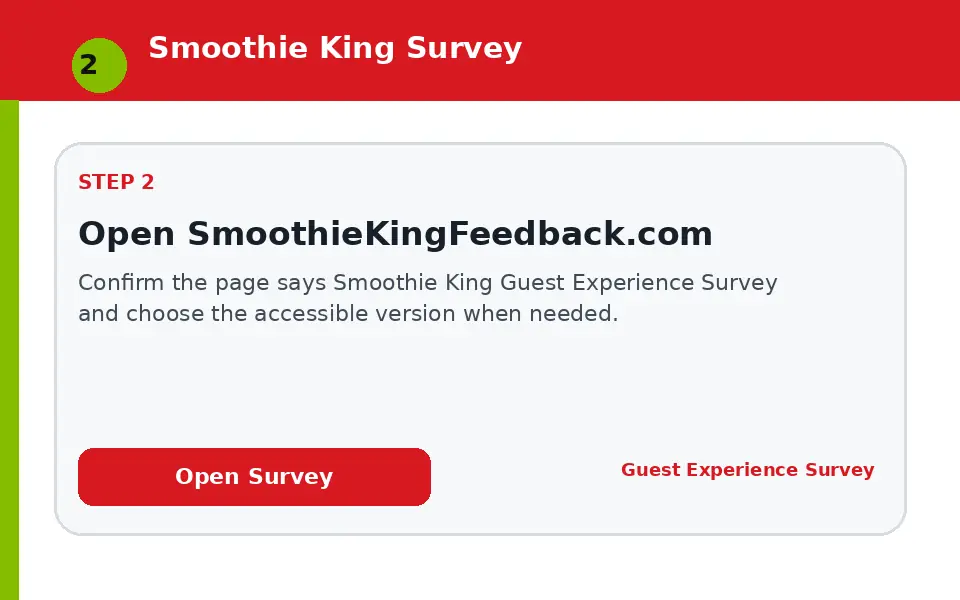 Open SmoothieKingFeedback.com instructional survey step illustration