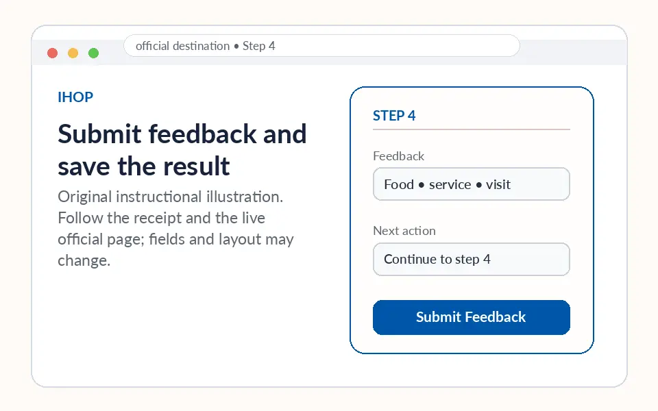 Submit feedback and save the result instructional survey step illustration