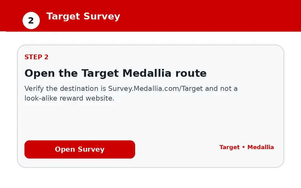 Open the Target Medallia route instructional survey step illustration