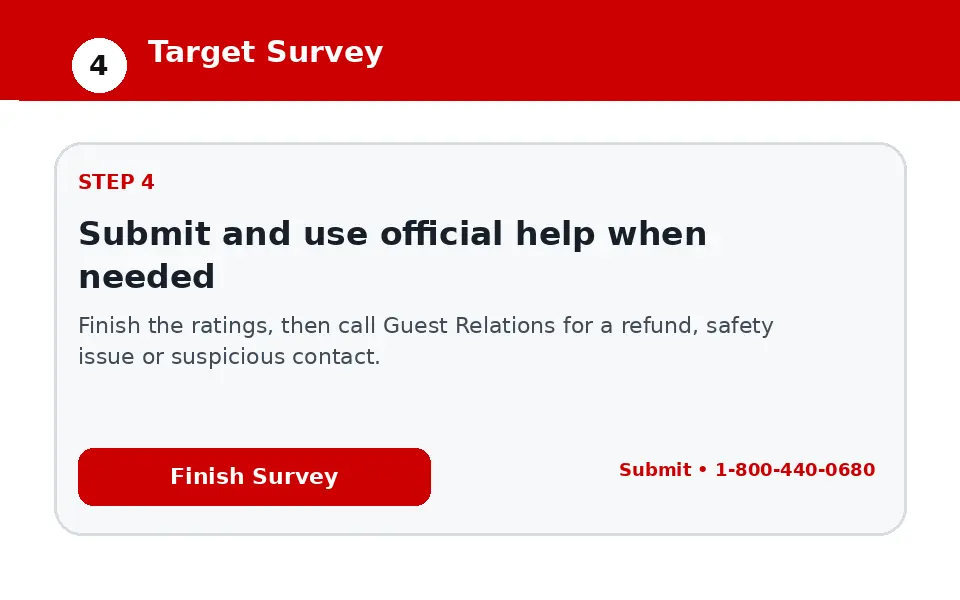 Submit and use official help when needed instructional survey step illustration