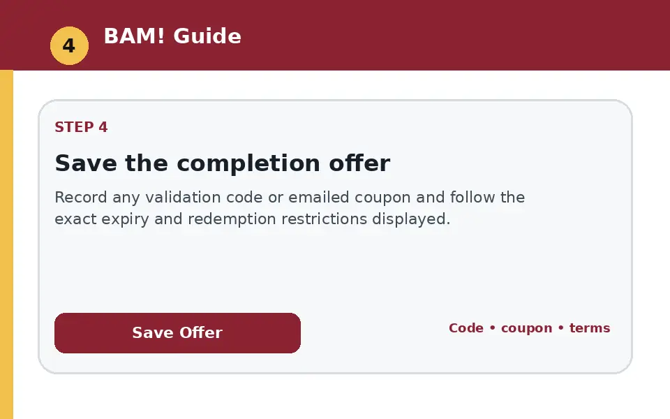 Save the completion offer instructional survey step illustration