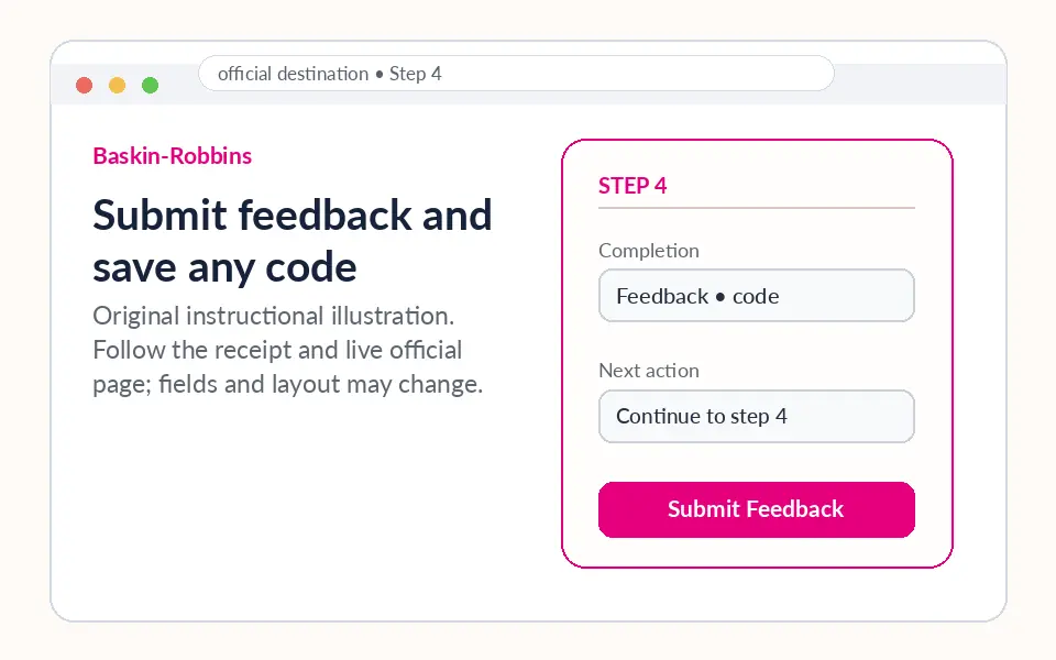 Submit feedback and save any code instructional survey step illustration