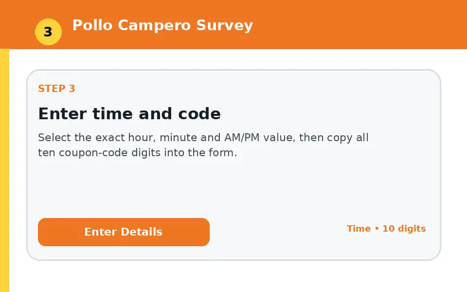 Enter time and code instructional survey step illustration