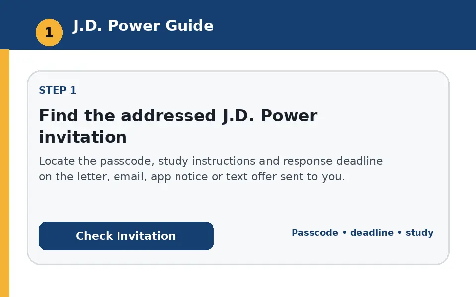 Find the addressed J.D. Power invitation instructional survey step illustration