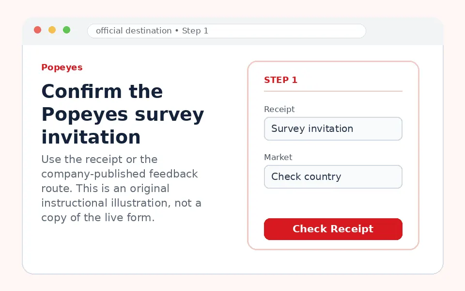 Confirm the Popeyes survey invitation instructional survey step illustration
