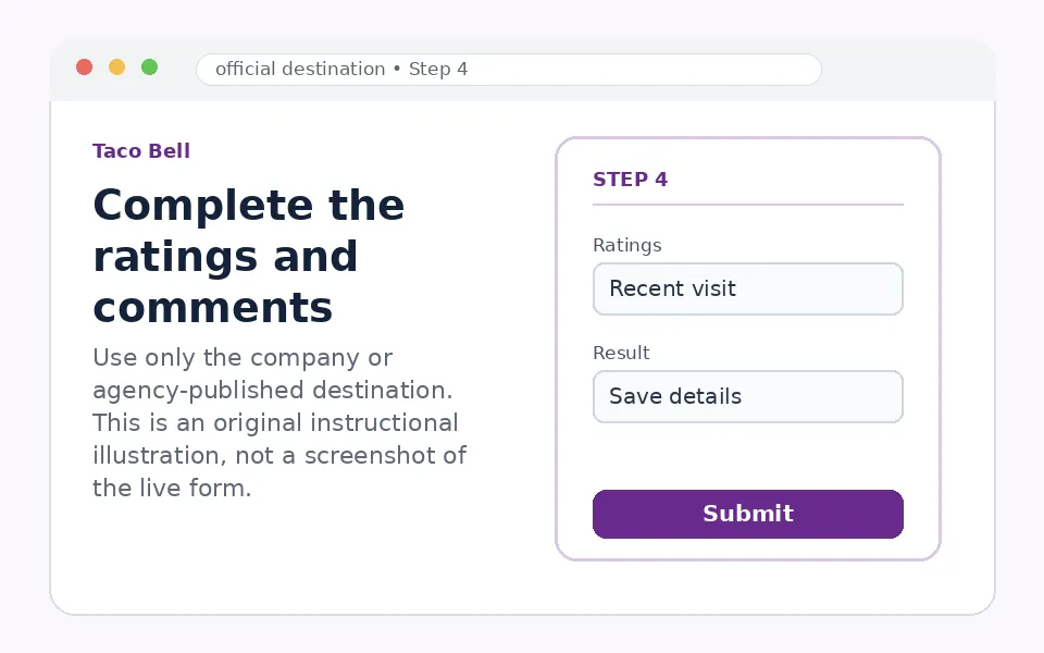 Complete the ratings and comments instructional survey step illustration