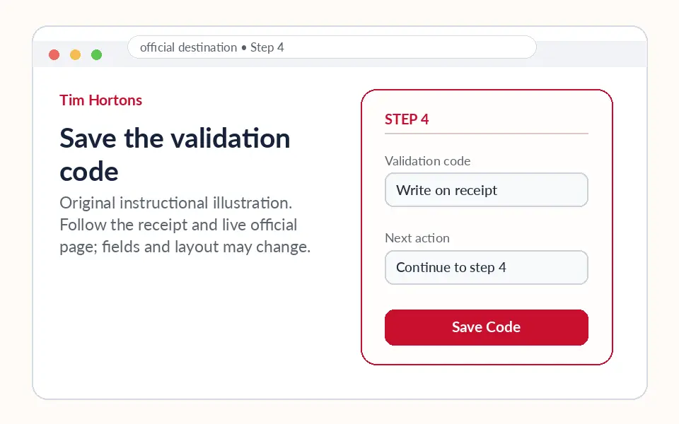 Save the validation code instructional survey step illustration
