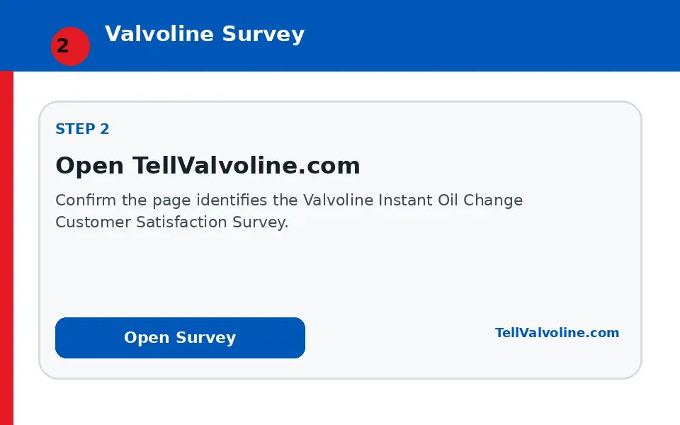 Open TellValvoline.com instructional survey step illustration