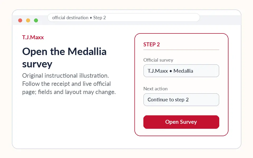 Open the Medallia survey instructional survey step illustration