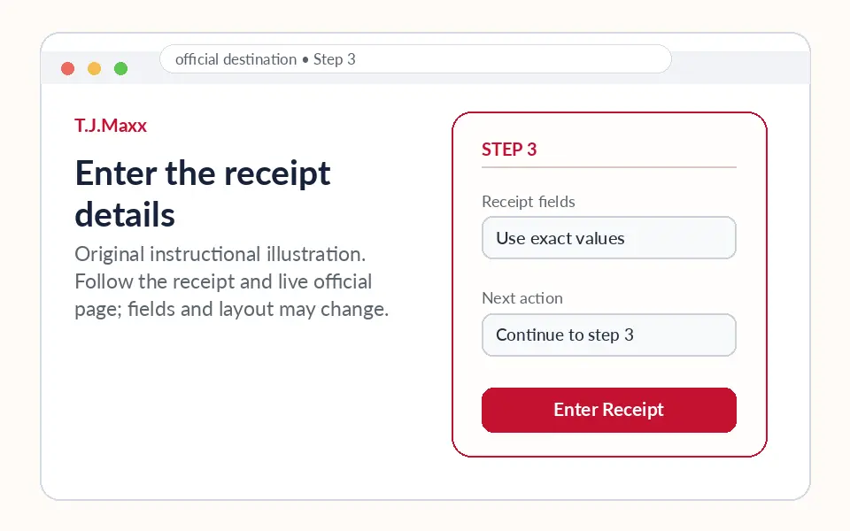 Enter the receipt details instructional survey step illustration