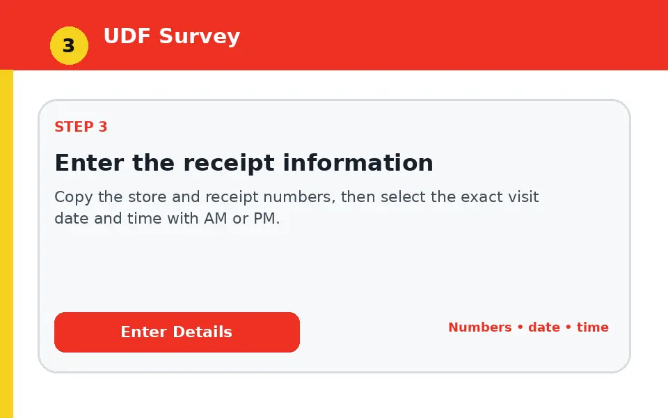 Enter the receipt information instructional survey step illustration