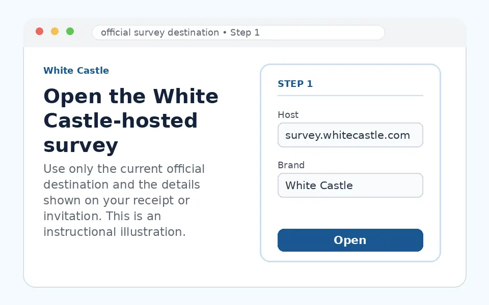 Open the White Castle-hosted survey instructional survey step illustration