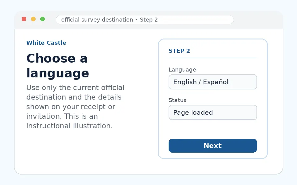 Choose a language instructional survey step illustration
