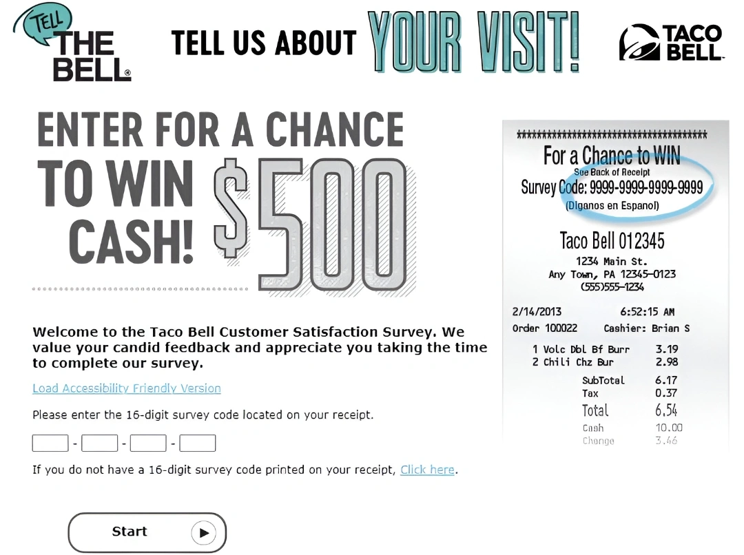 Taco Bell Customer Satisfaction Survey on www.tellthebell.com tellthebell